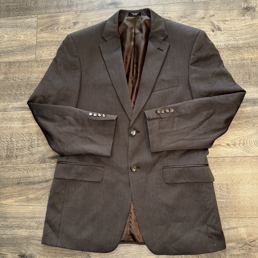 Jones New York Mens‎ Blazer Pinstriped 100% Wool Sports Coat Suit Jacket 40R